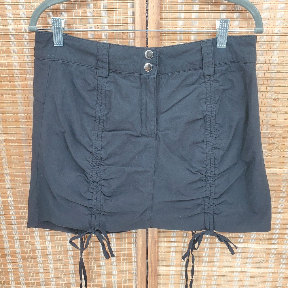 ◇ Windsor Black Ruched Utility Mini Skirt Size Medium Adjustable Hem